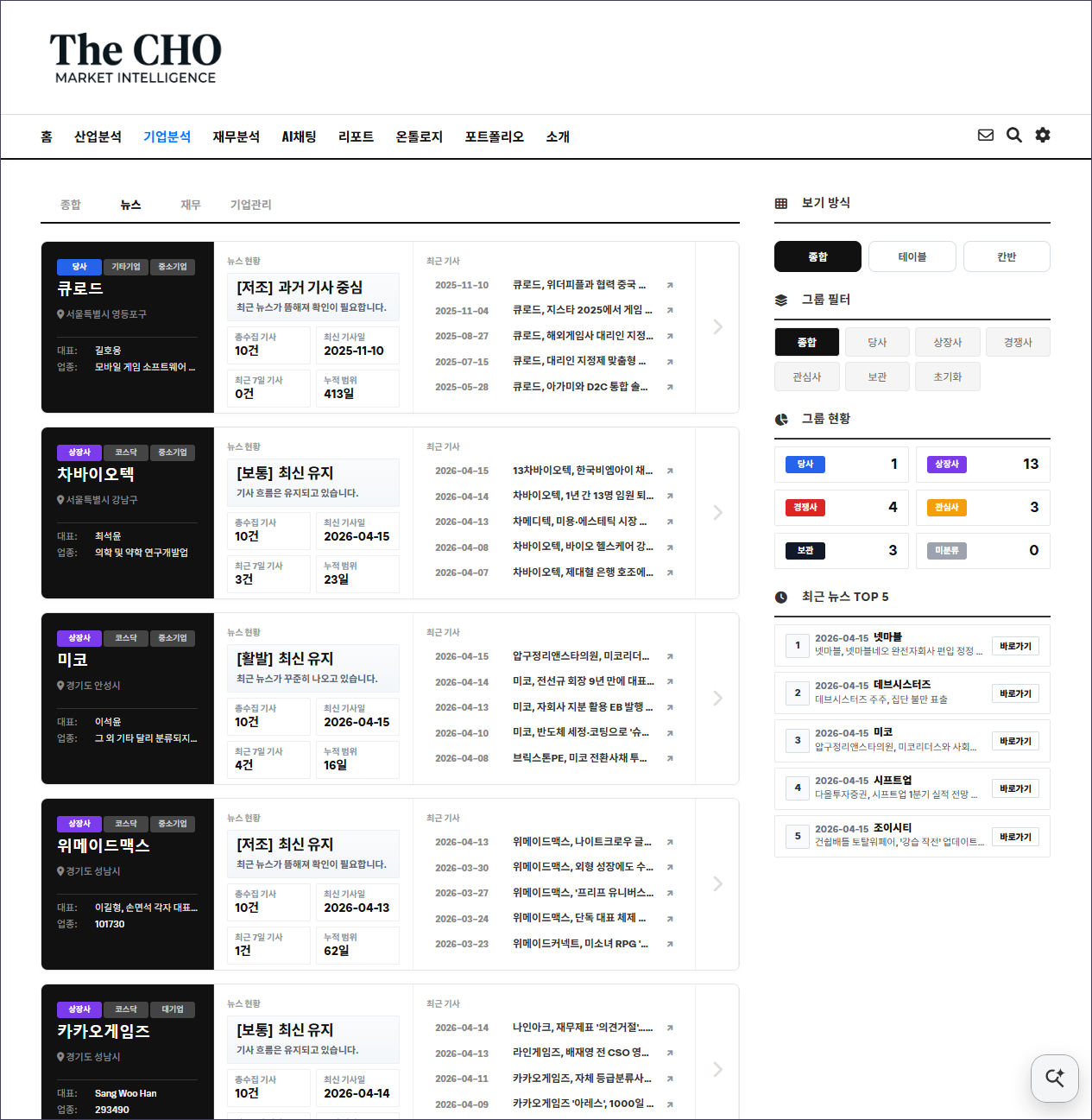 뉴스분석 화면 캡처 1